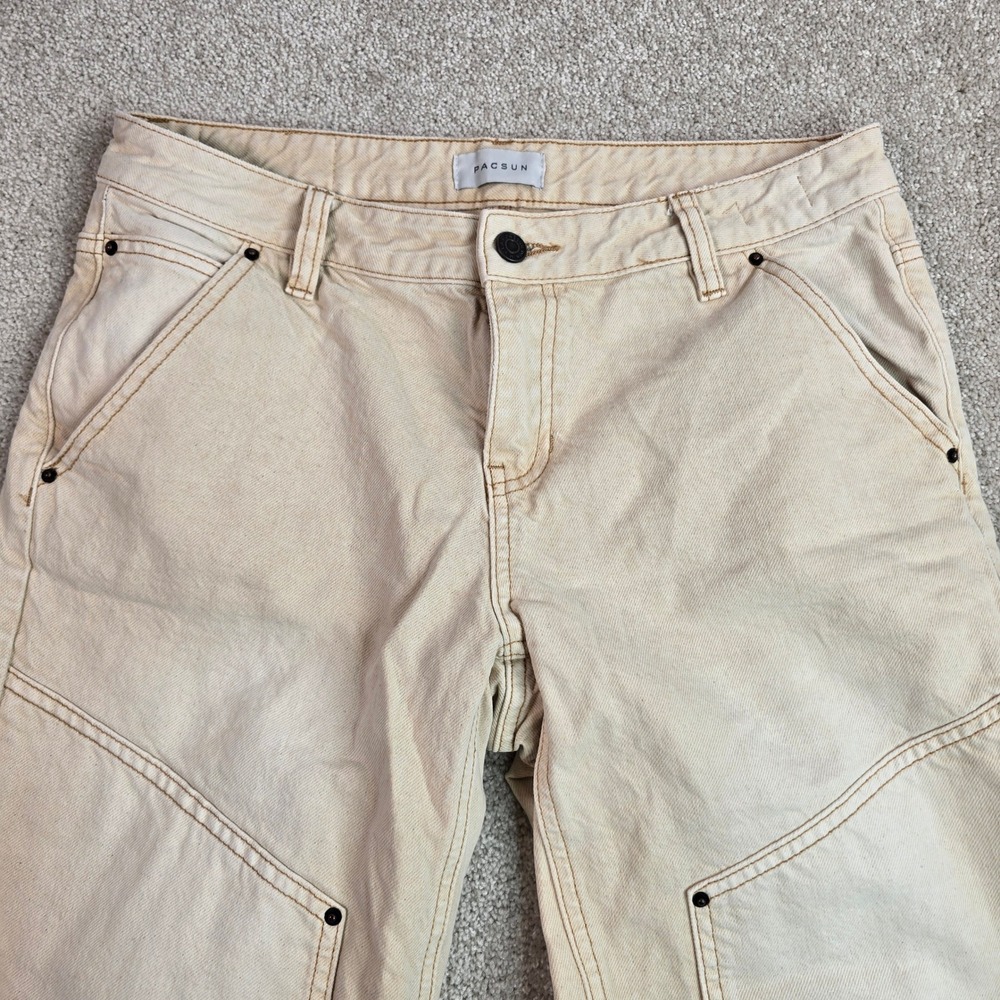 PacSun Casey Low Rise Baggy Carpenter Pants Tan Khaki Wide Leg‎ Size 27x33